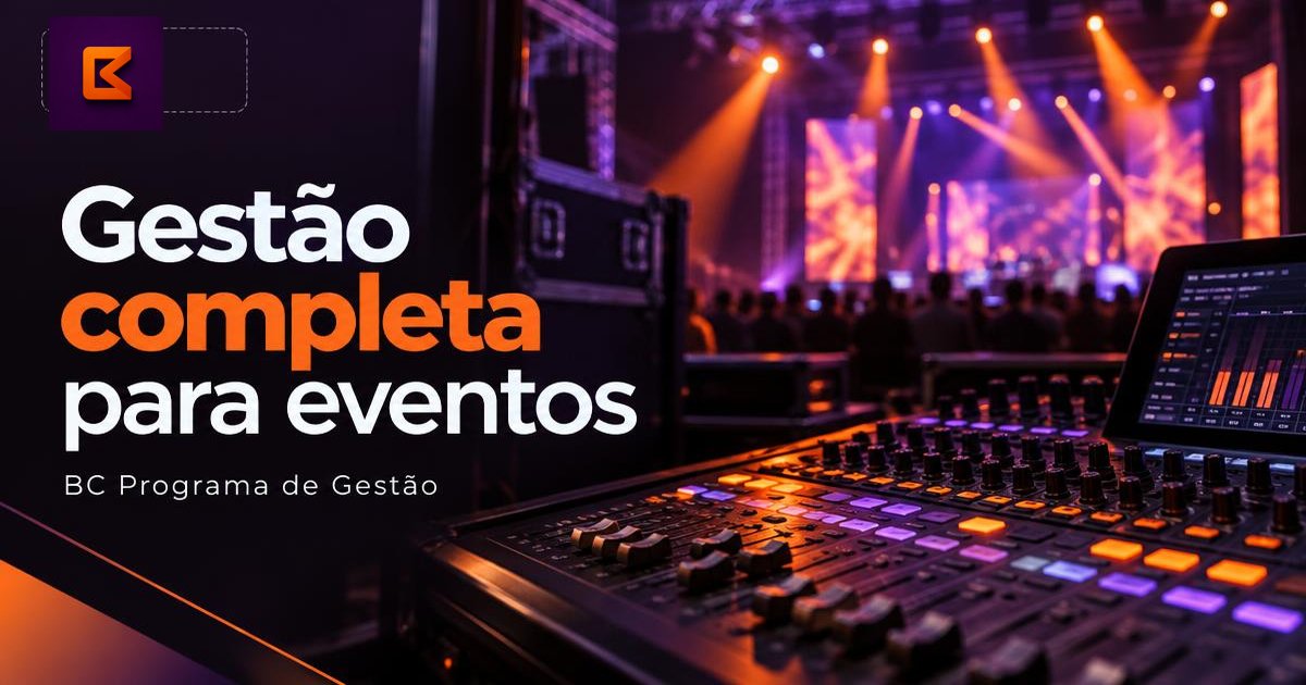 Gestão completa para eventos, com mesa de som e iluminação de palco